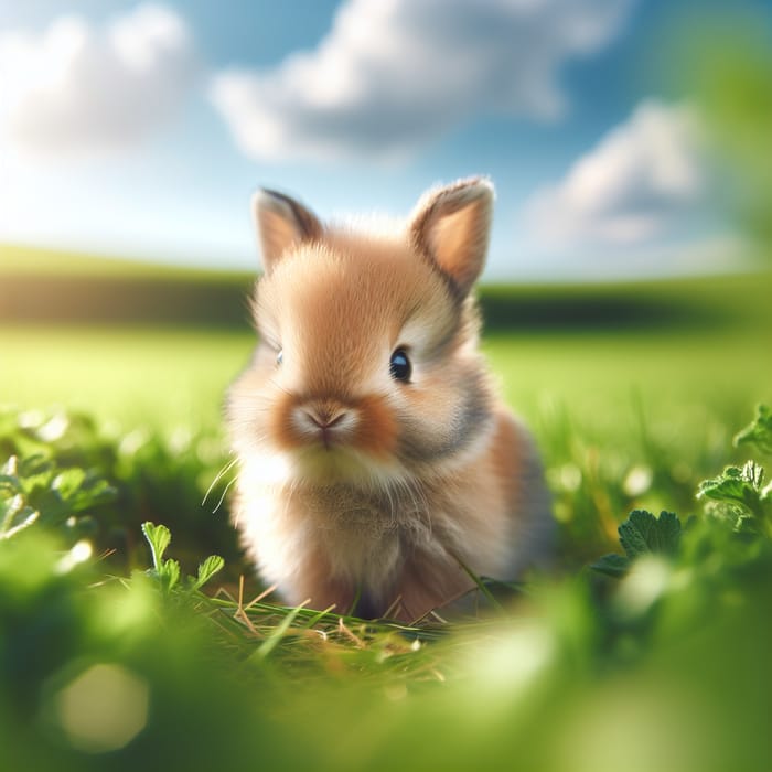 Sweet Baby Bunny in Tranquil Field | Cute Brown Rabbit