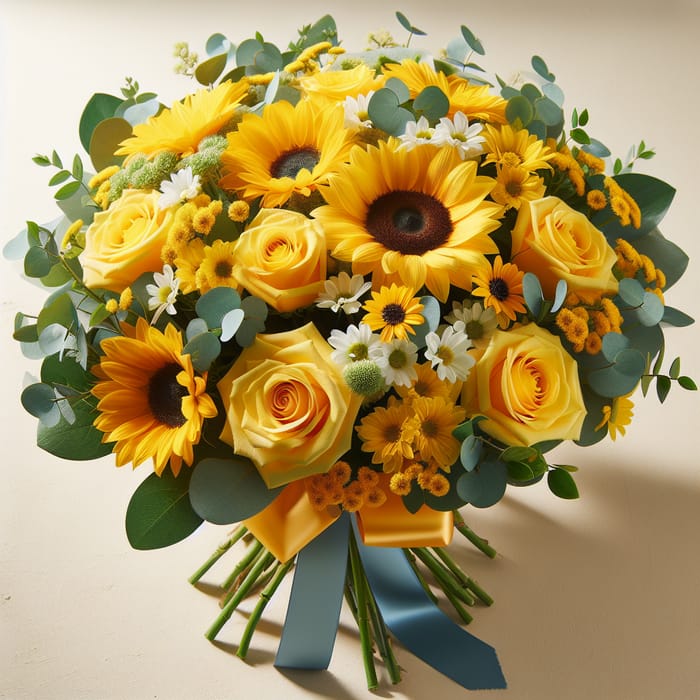 Vivid Yellow Flower Bouquet for Mother's Day