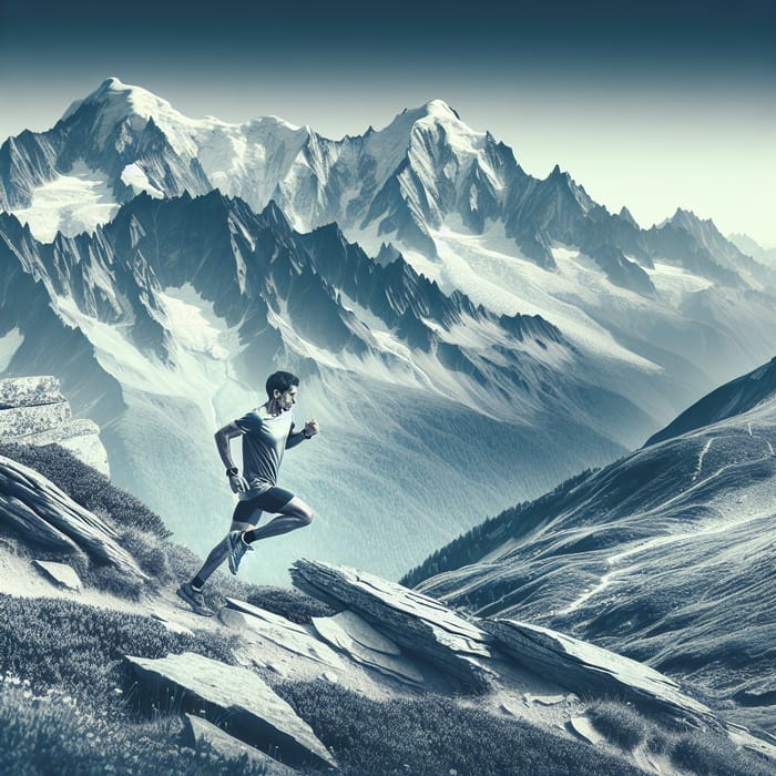 Hispanic Male Running Ultra Trail of Mont Blanc: Grit & Determination