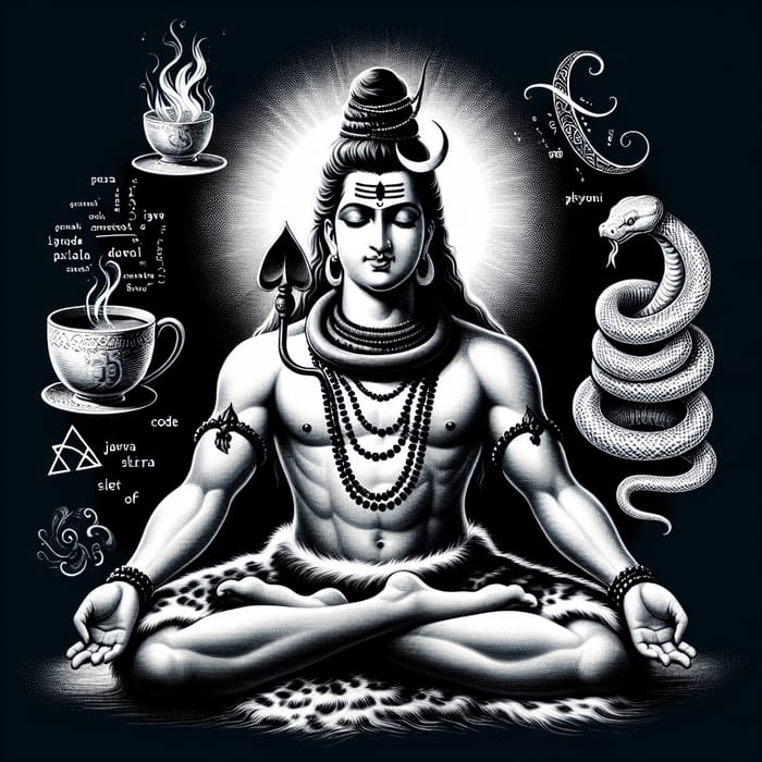 Divine Fusion: Lord Shiva Embracing Java Python