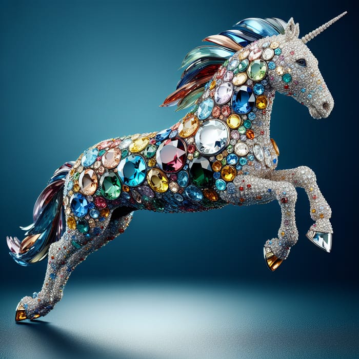 Shiny Gemstone Horse Sculpture - Masterfully Crafted