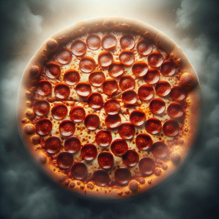 Zoomed Out Pepperoni Pizza with Melting Cheese
