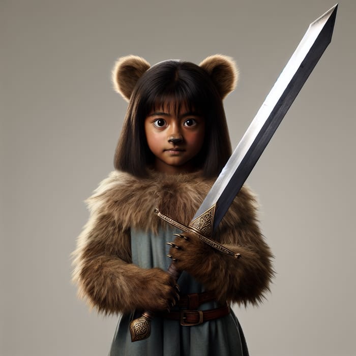 South Asian Bear Girl with Decorated Sword