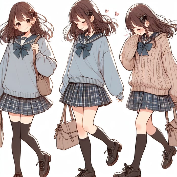 Anime girl walking to school discount