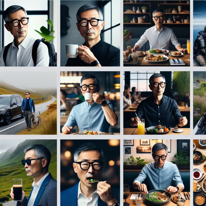 Assorted Photos of Sophisticated 40-Year-Old Chinese Man