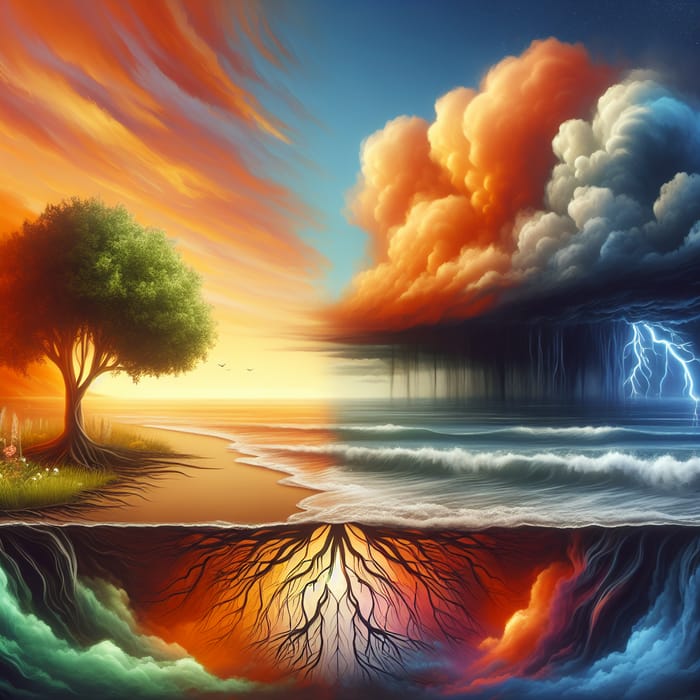 Inner Feelings: Serene Seaside vs Turbulent Storm Imagery