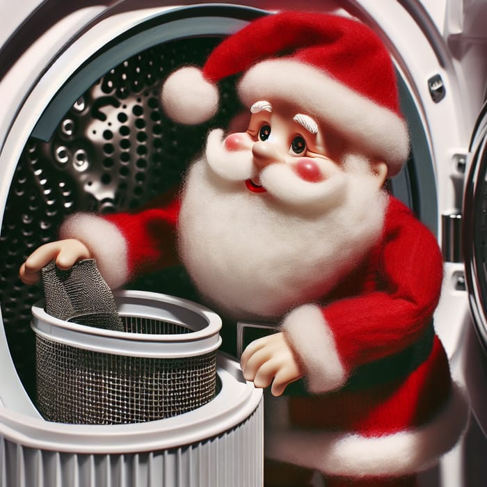 Santa Claus Cleaning Dryer Filter | Christmas Surprise