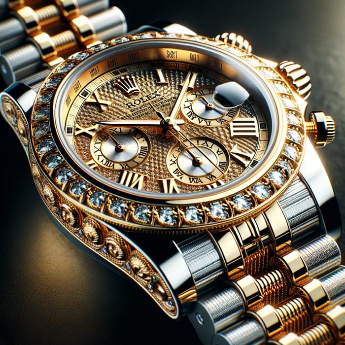 Luxury Rolex Wristwatch with Golden Bezel