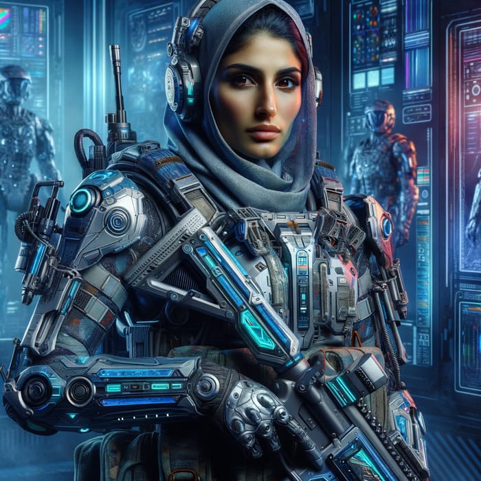 Futuristic Sci-fi Female Mercenary in Advanced Body Armor