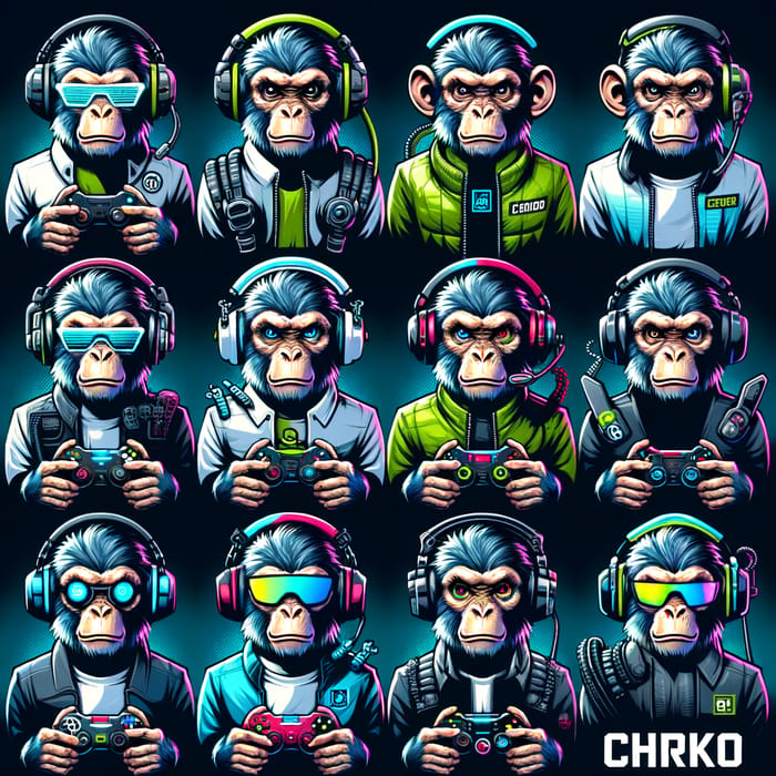 CHRKO Cybersport Team Monkey Avatars in Modern Apparel
