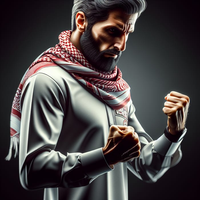 Passionate Football Fan Avatar in Fred Perry Outfit - Middle-Eastern Male