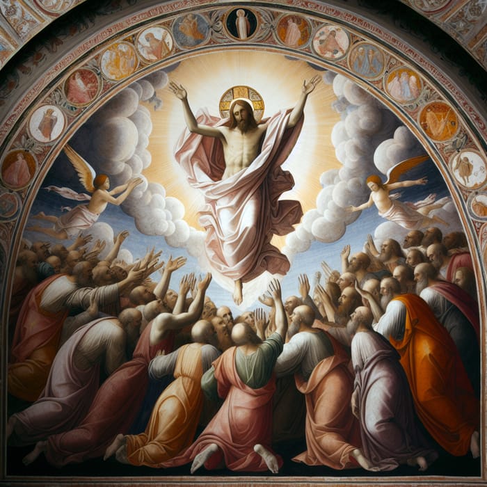 Jesus Christ Resurrection - Michelangelo Fresco Style