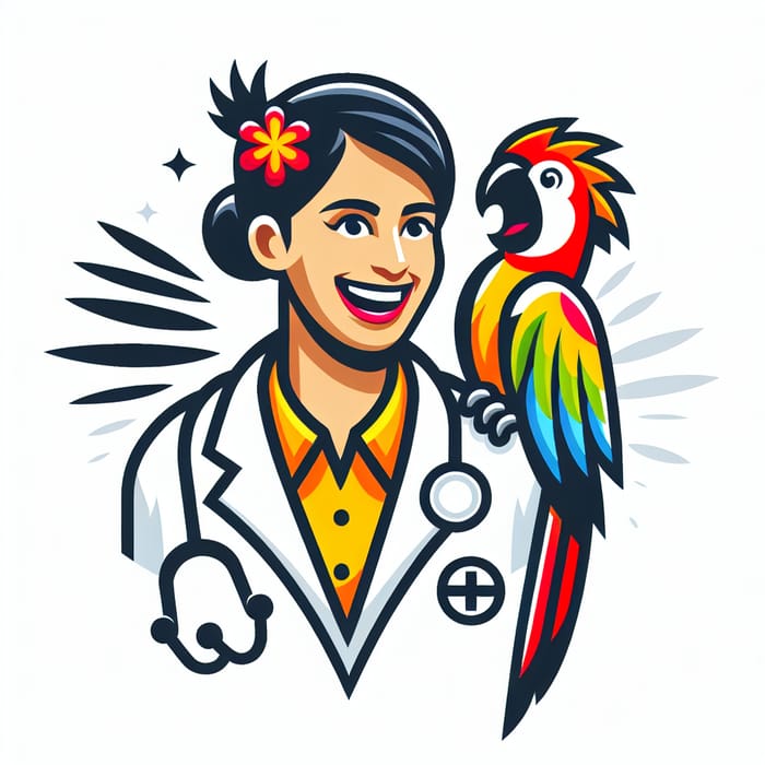 Cheerful Doctor Logo: Prescribing Laughter with a Jocular Parrot