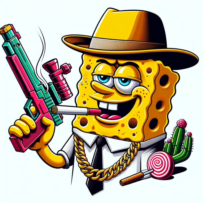 Gangster SpongeBob: A Vibrant Digital Illustration