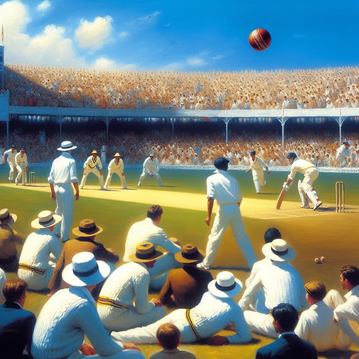 Exciting Cricket Match Painting | Diverse Players & Fans