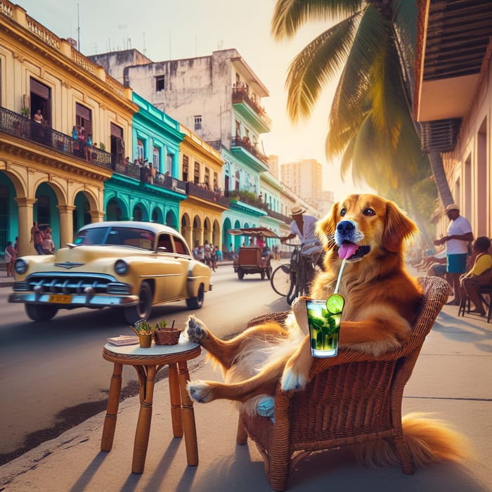 Cuban Canine Savoring a Mojito Moment