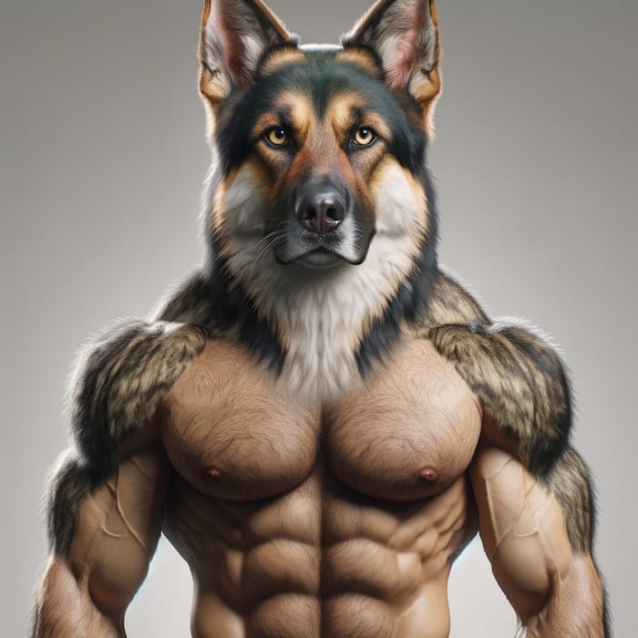 Anthropomorphic Man-Dog Hybrid: Athletic & Robust Being
