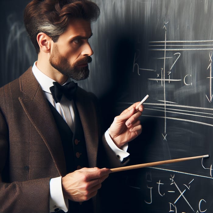British Male Teacher Engaged in Complex Subject Explanation