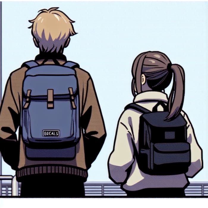 Digitally Animated Scene of a Girl and Boy with Vans Backpacks