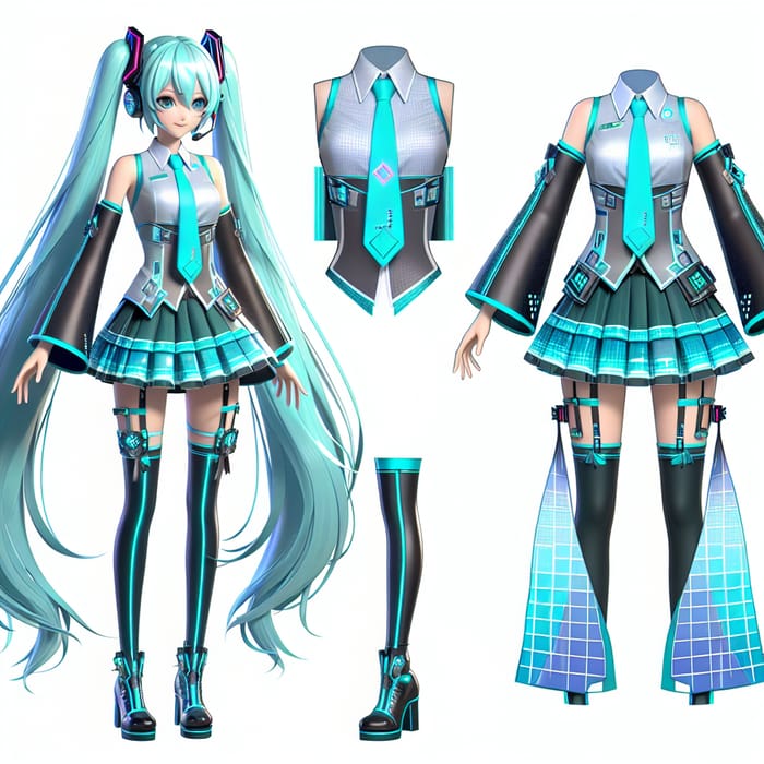 Miku-Inspired Costume for 20-Year-Old Woman | Futuristic Pop Star Outfit