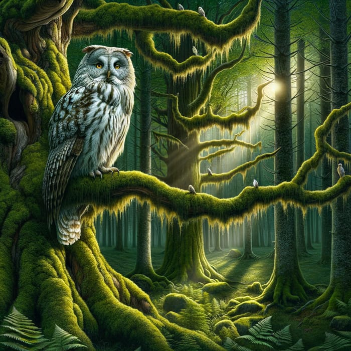 Tranquil Forest Scene with Majestic Owl