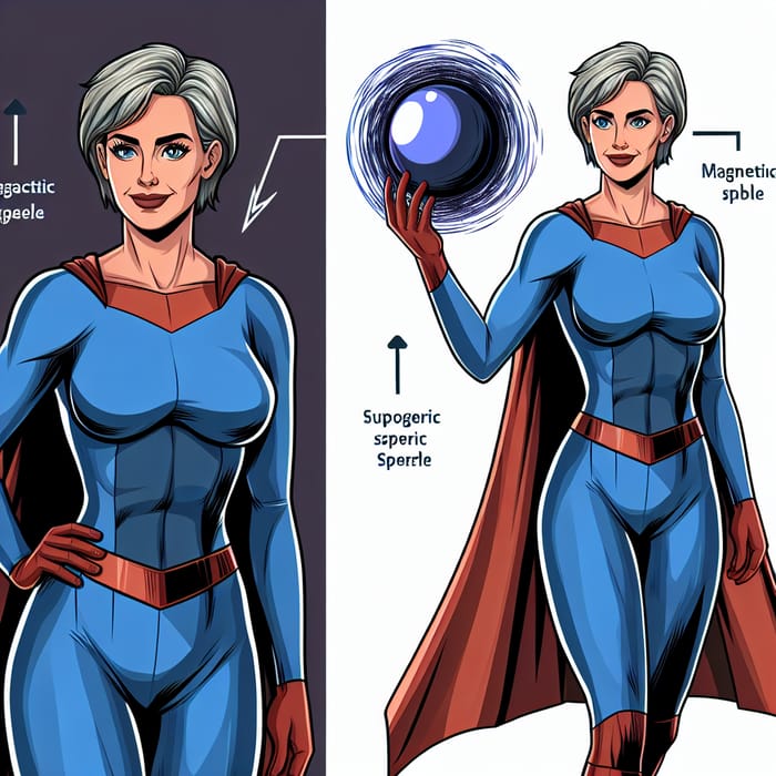 Elderly Superheroine with Magnetic Ball Superpower