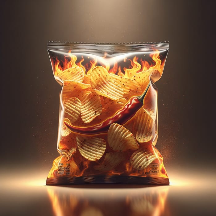 Transparent Spicy Chips Packet - Delicious Crispy Snack