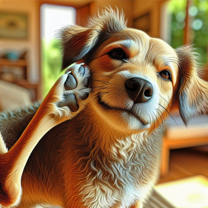 Adorable Dog Scratching Ear with Hind Paws | SiteName