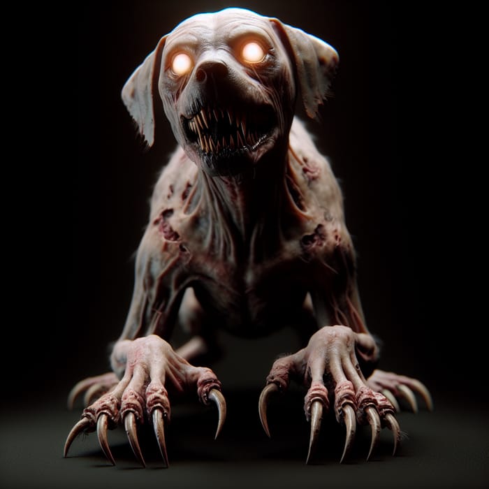 Terrifying Dog with Glowing Eyes and Overgrown Claws