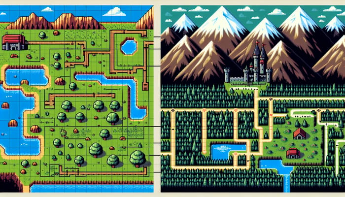 Pixelated Adventure Map: Discover the Enchanted Realm in Pixel Art