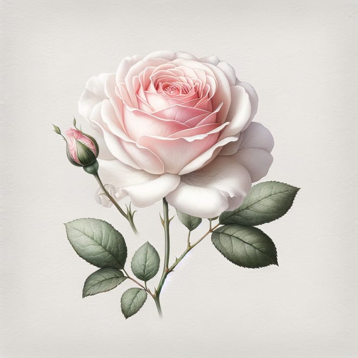 Realistic Pale Pink Rose Watercolor Painting