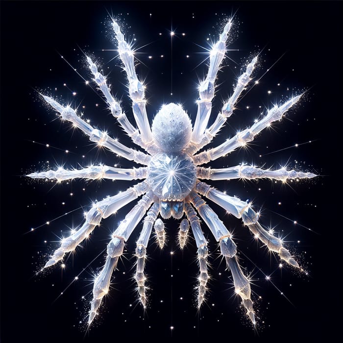 White Stone Spider - Crystalic Energy Sparkles, AI Art Generator