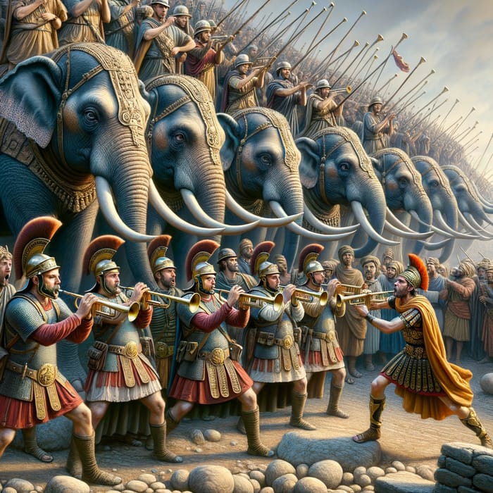Battle of Zama: Roman Soldiers Trumpeting Fear into Hannibal's War Elephants