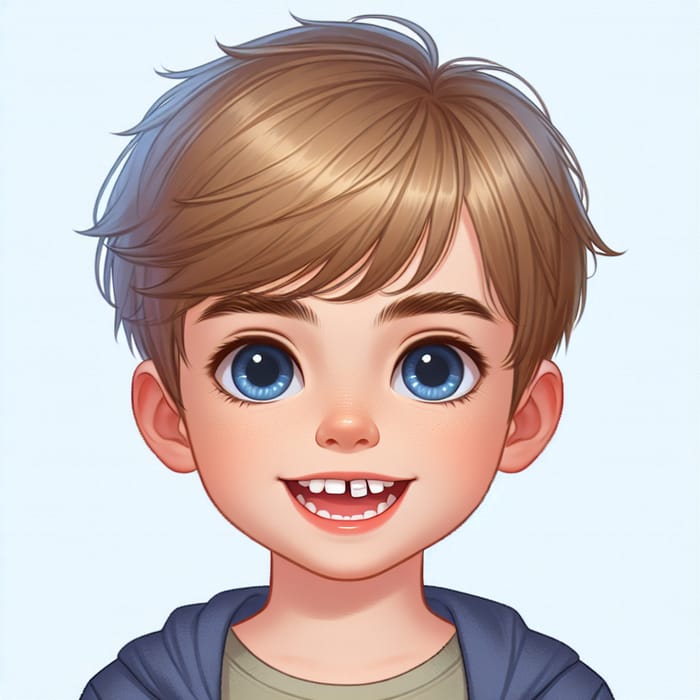Cute 6-Year-Old Boy with Light Brown Hair and Blue Eyes