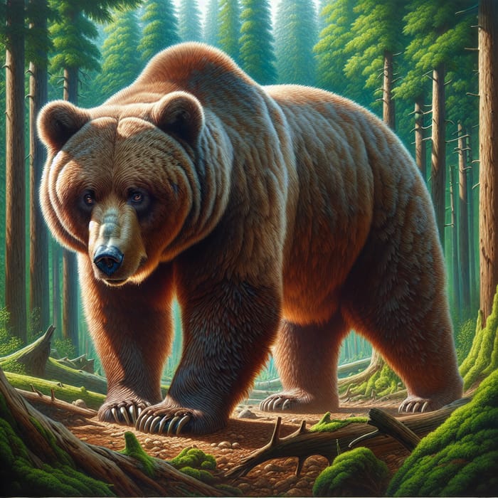 Majestic Grizzly Bear - Oso in Green Forest