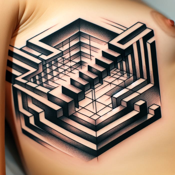 Unique Perspective Tattoo Design | Optical Illusion Ink Art