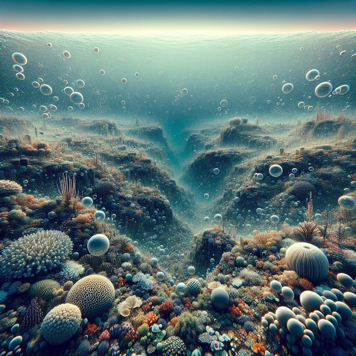 Y2K Underwater Scene: Seabed, Corals, and Bubbles