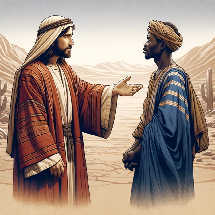 Jesus Healing African Man: Compassionate Biblical Illustration