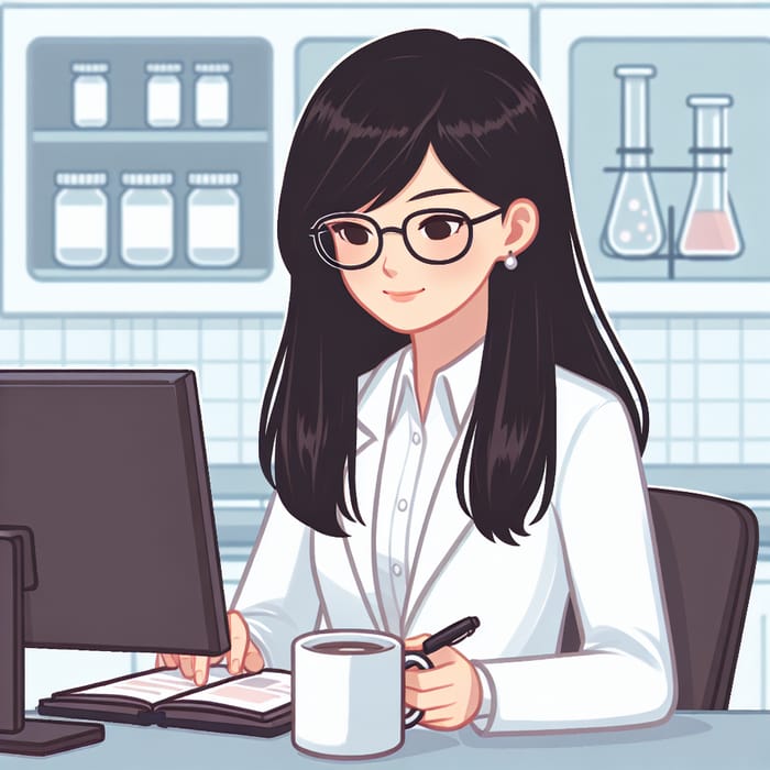 Huanxin Zhang Analyzing Data in Lab Coat | Scientific Research