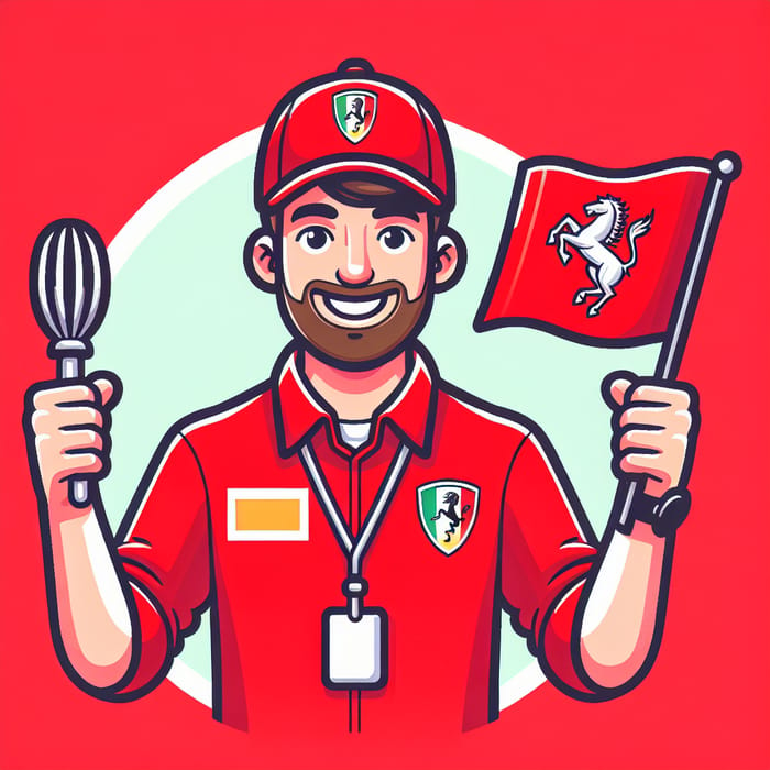 Passionate Ferrari F1 Fan in Red Attire | Italian Car Racing Enthusiast
