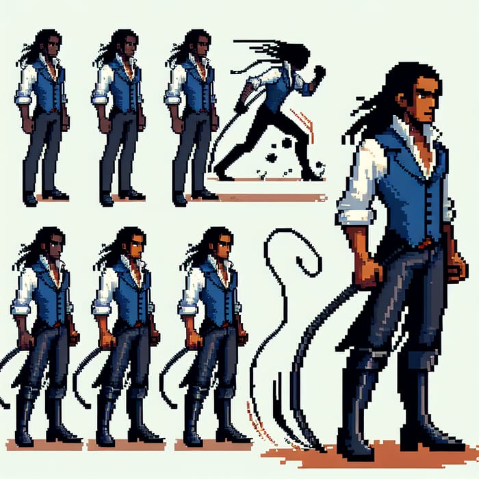 Dynamic Pixel Art Vampire Hunter Character Sprite Sheet