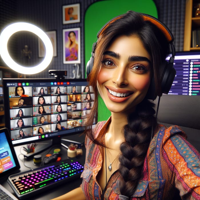 Expressive South Asian Webcam Model: Live Broadcasting