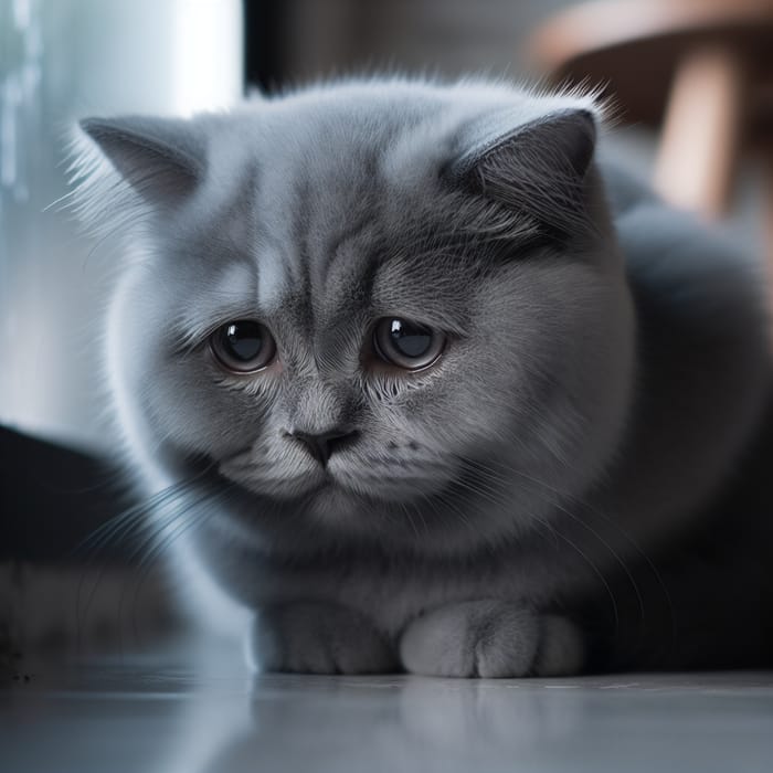 Sad Grey Cat