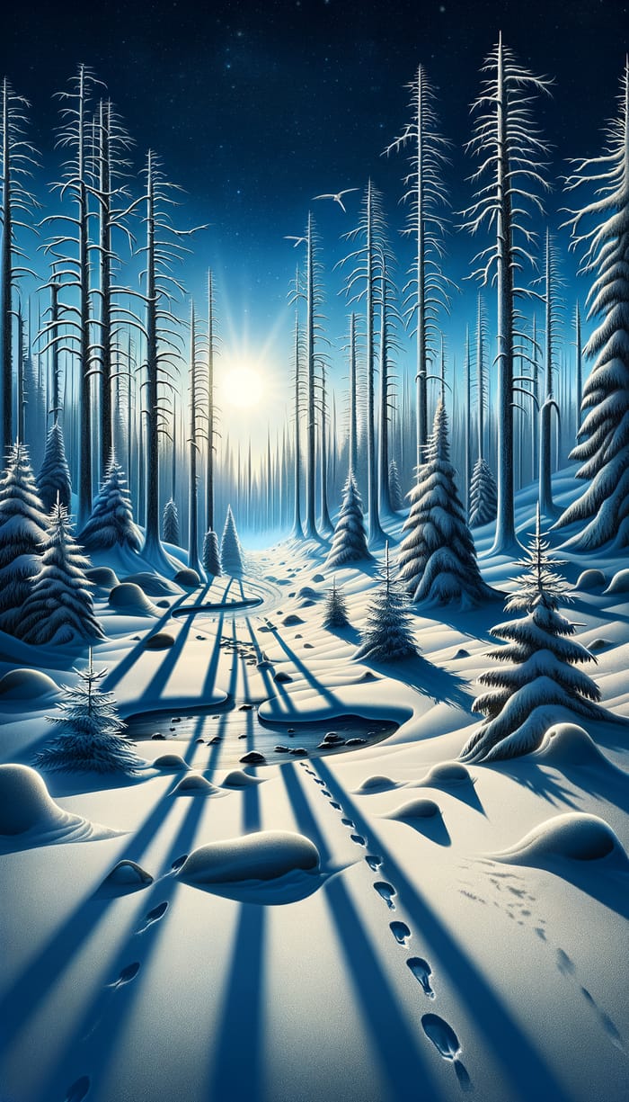 January Winter Wonderland Landscape | Snowy Scene Background