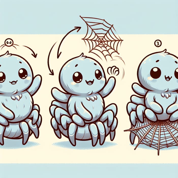 Whimsically Cute Cartoon Spider Poses | Sweet and Friendly Designs