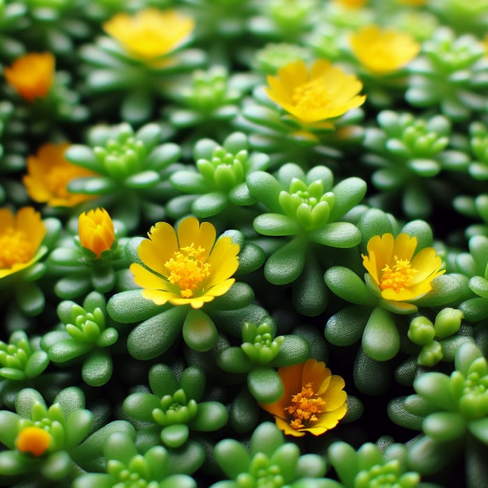 Verdolaga Plant with Succulent Leaves & Yellow Flowers