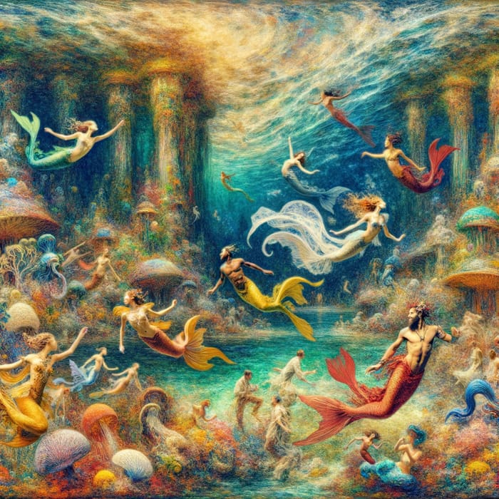 Impressionist Underwater Mermaid Art | Vibrant & Dreamlike Fantasy