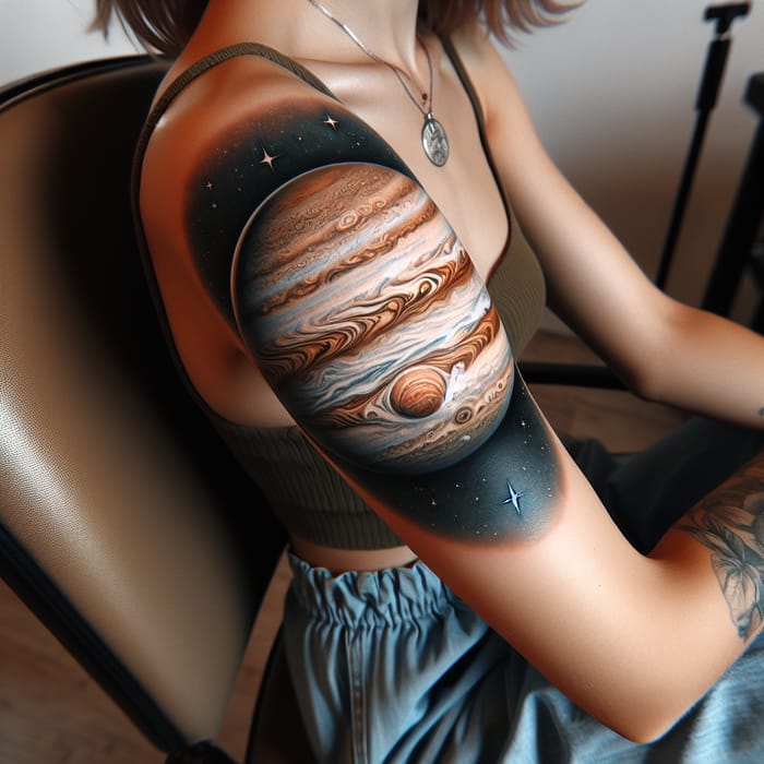Jupiter Tattoo: Swirling Storm Patterns and Cosmic Atmosphere Design