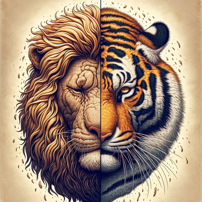 Stressed Lion and Tiger Together