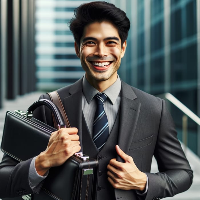 Smiling Businessman with Large Briefcase | Professional Look
